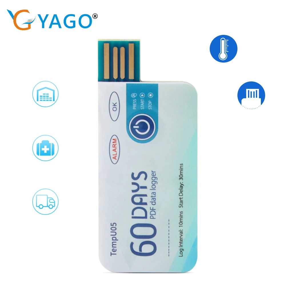 

USB Interface Temperature Logger Data Logger for Warehouse Storage Refrigerated Transport Laboratory 10,000 Data Recorder