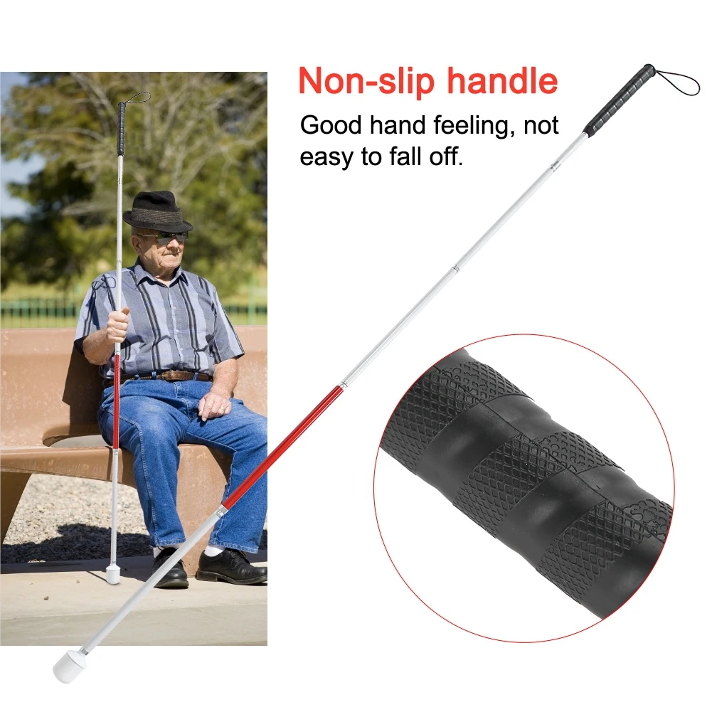 Blind Walking Stick Folding Cane Aluminum Alloy Foldable Reflective Blind Walking Stick Blind Cane Crutch Walking Stick