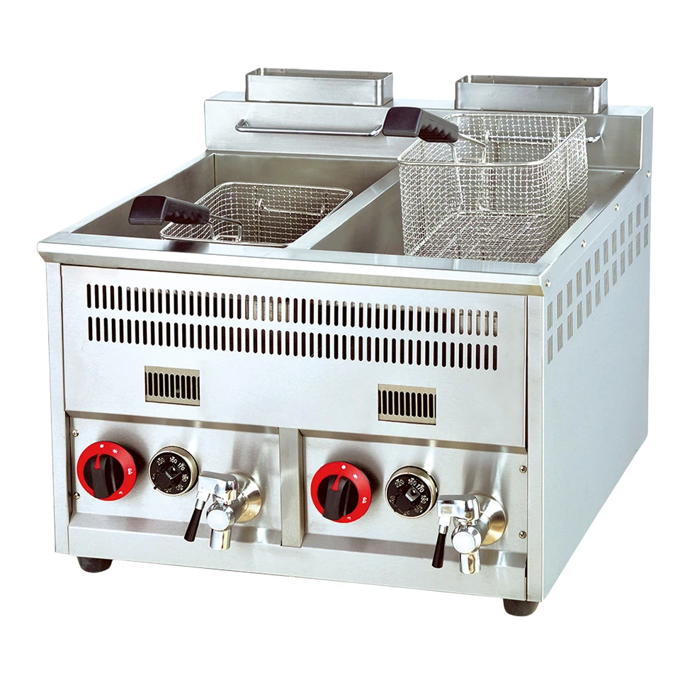 OT71A Commercial Restaurant Adjustable LPG Gas Deep Fryer With Temperature Control