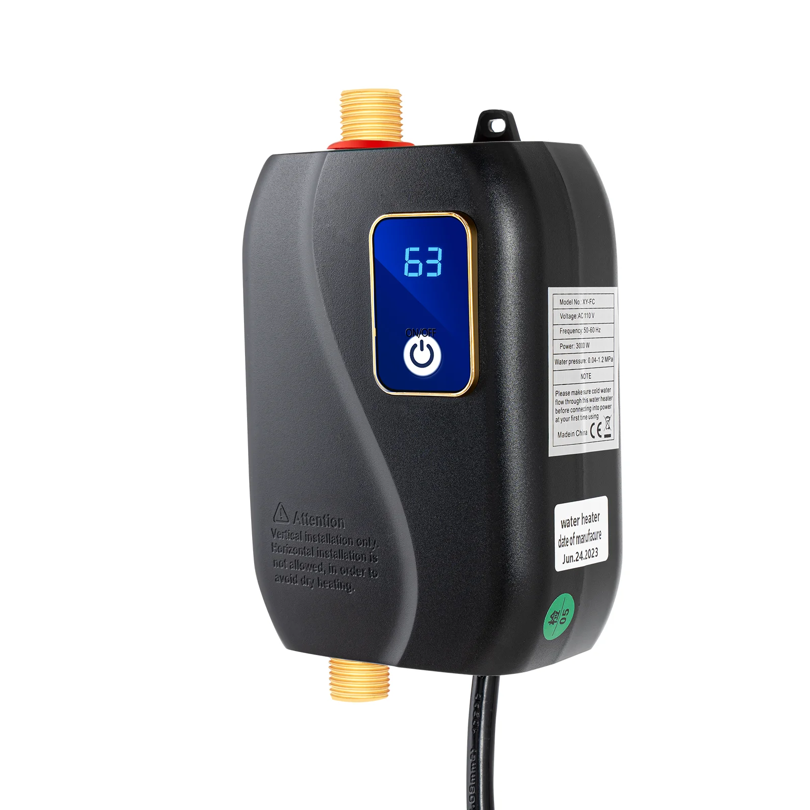 110V 3000W Tankless Water Heater Electric Instant Water Heating Machine Kitchen Boiler Hot Black electric water heater