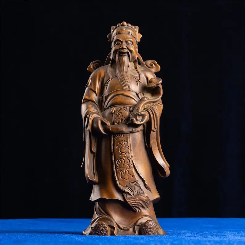 

Fu Lu Shou Gods San Xing Three Stars,Feng Shui,Lucky Wooden Statue,Brown Sculpture Sculpture Modern Art