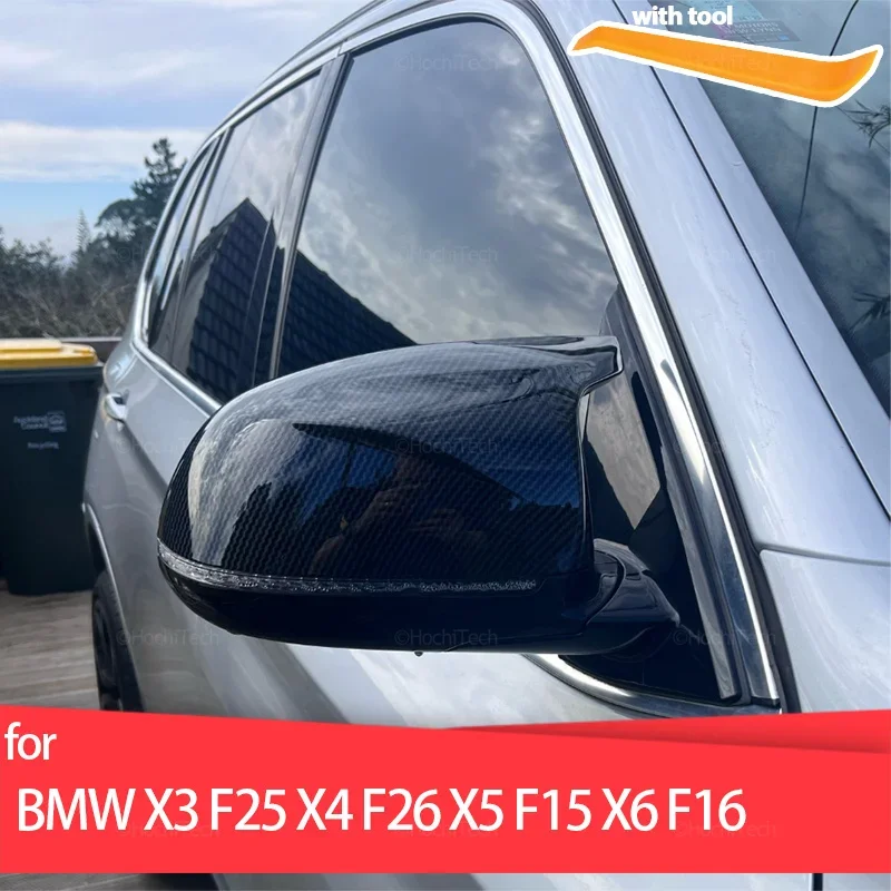 

M style Rearview Mirror Cover Cap Carbon Fiber / Black for BMW F25 X3 , F26 X4, F15 X5, F16 X6 2014-2018 Accessories