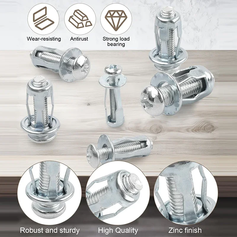 4-40pcs Petal Rivet Lock Nuts With Screw Fixed License Plate Car Screw Iron Skin Car Metal Screw Jack Nuts Hollow Wall Hardware