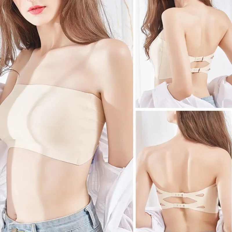 Women Tube Top Underwear Strapless Breathable Seamless Stretch Invisible Bra 