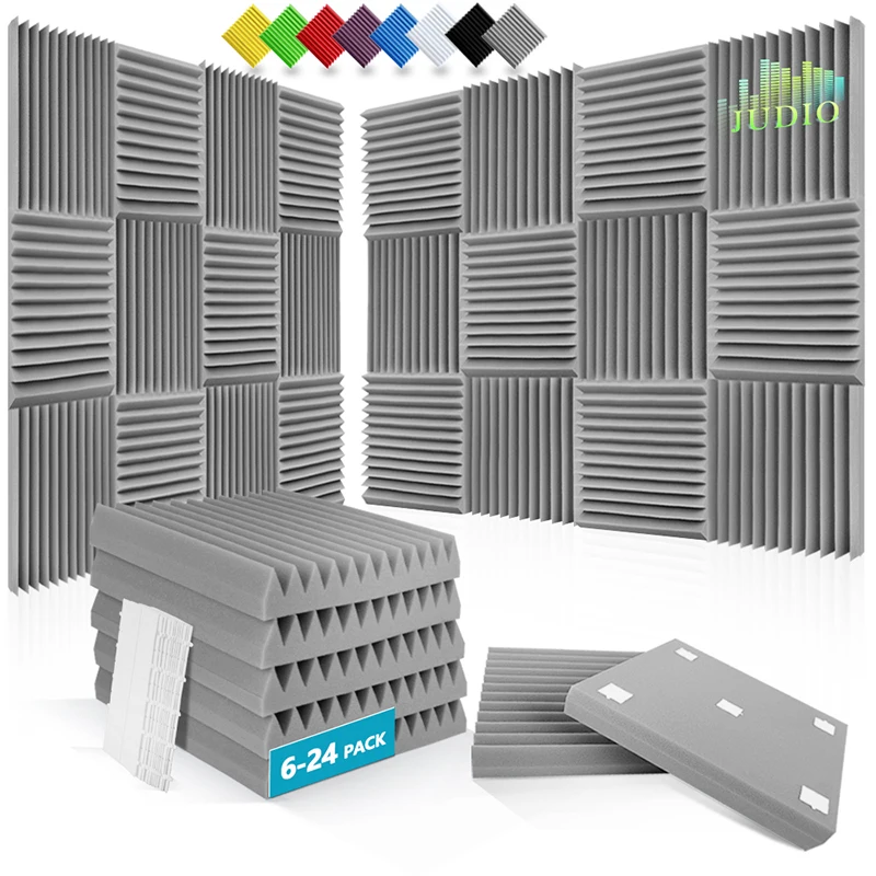 Studio Di Pannelli In Schiuma Acustica 6/12/24 Pezzi, Pareti Acustiche Ad Alta Densità Per Studio Musicale, Soffitto In Schiuma Decorazione Insonorizz