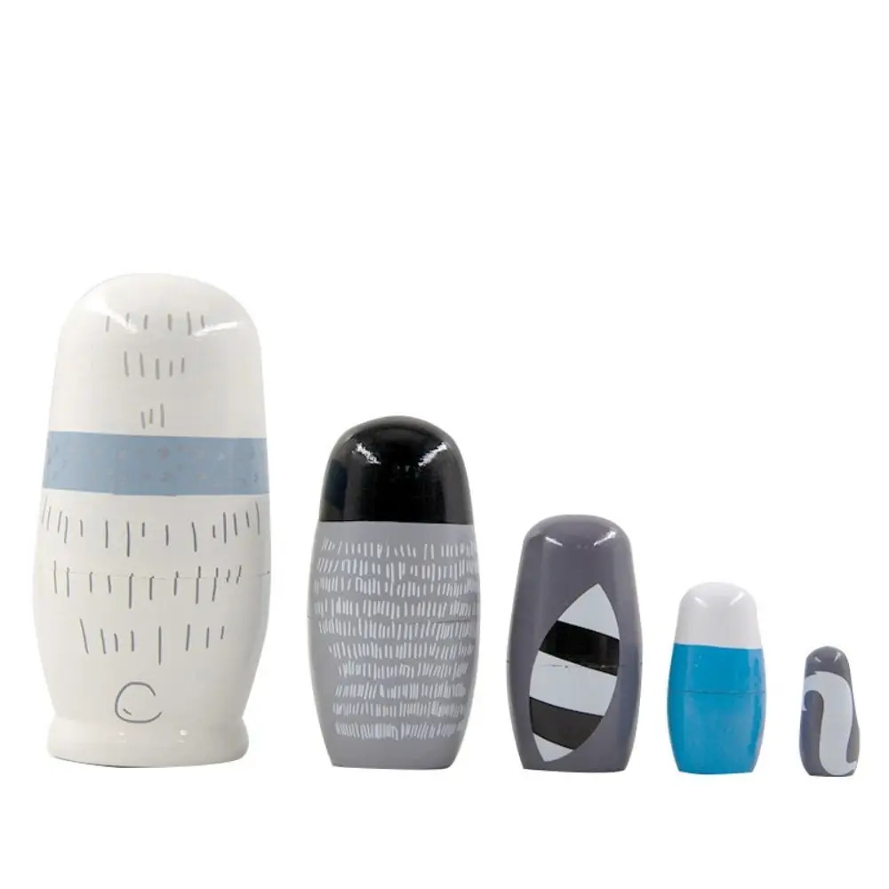 Hand Paint Russian Nesting Figurines Decorations Wooden Matryoshka Craft Collection Handmade Stacking Toddlers