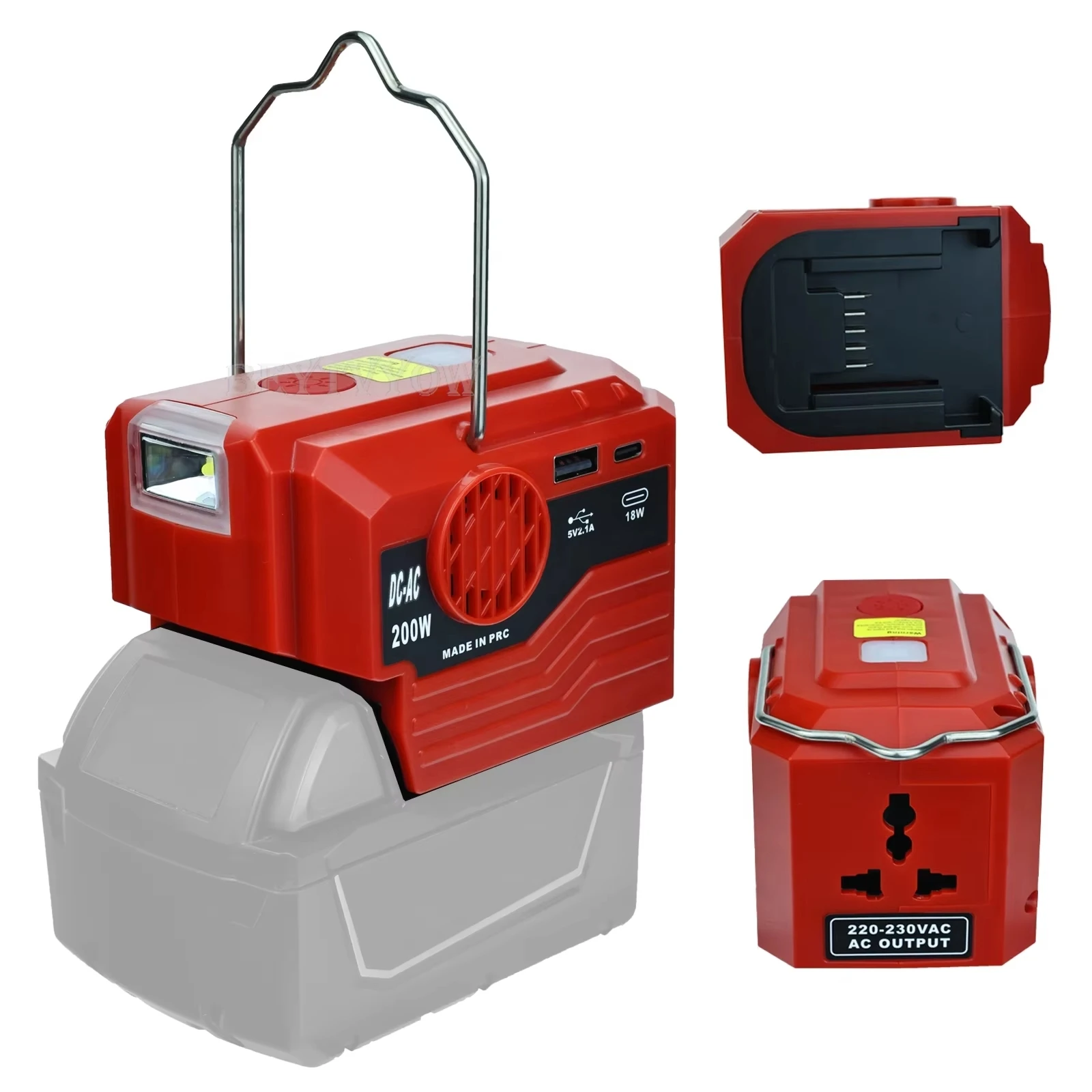200W Portable Power Inverter for Milwaukee M18 18V Battery DC 18V to AC 110V-230