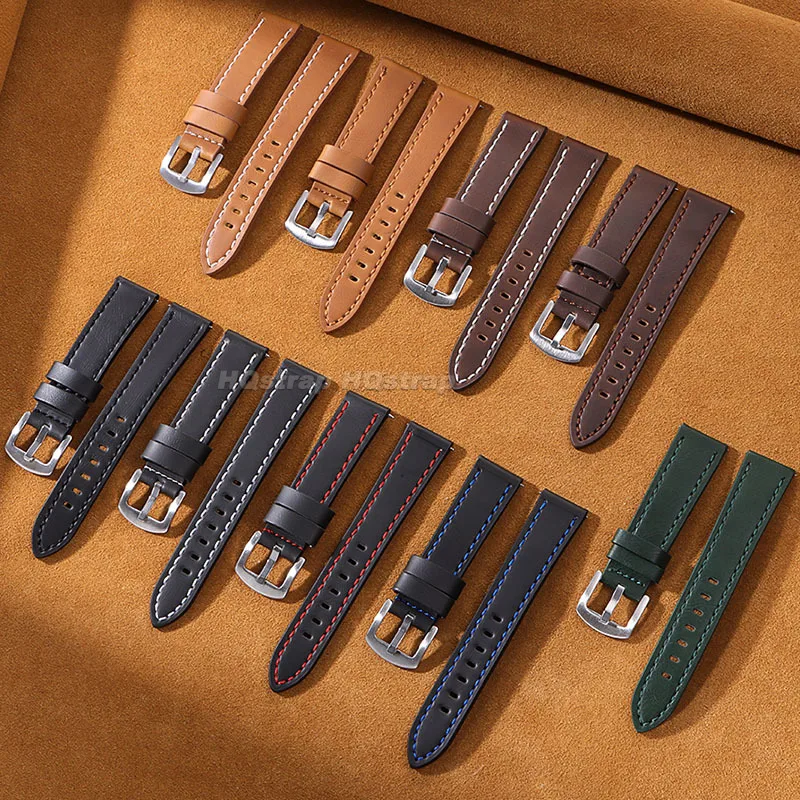Retro Calfskin Leather Sport Quick Release Bracelet Strap - Multiple Sizes Available