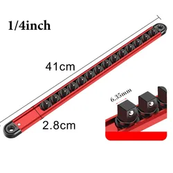 Magnetic 360 - Swivel Socket Rail Holder - Heavy - Duty Aluminum Tool Organizer with Enhanced Visibility (6.35mm)