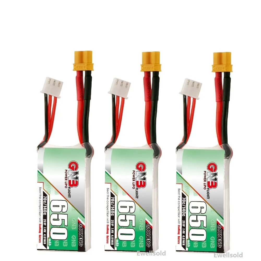 Gaoneng Gnb 2S 7.4V 650Mah 70C/140C Lipo Batteria Jst/Xt30 Spina Per Micro Aircraft Quadcopter Fpv Rc Racing Drone 7.4V 550Mah
