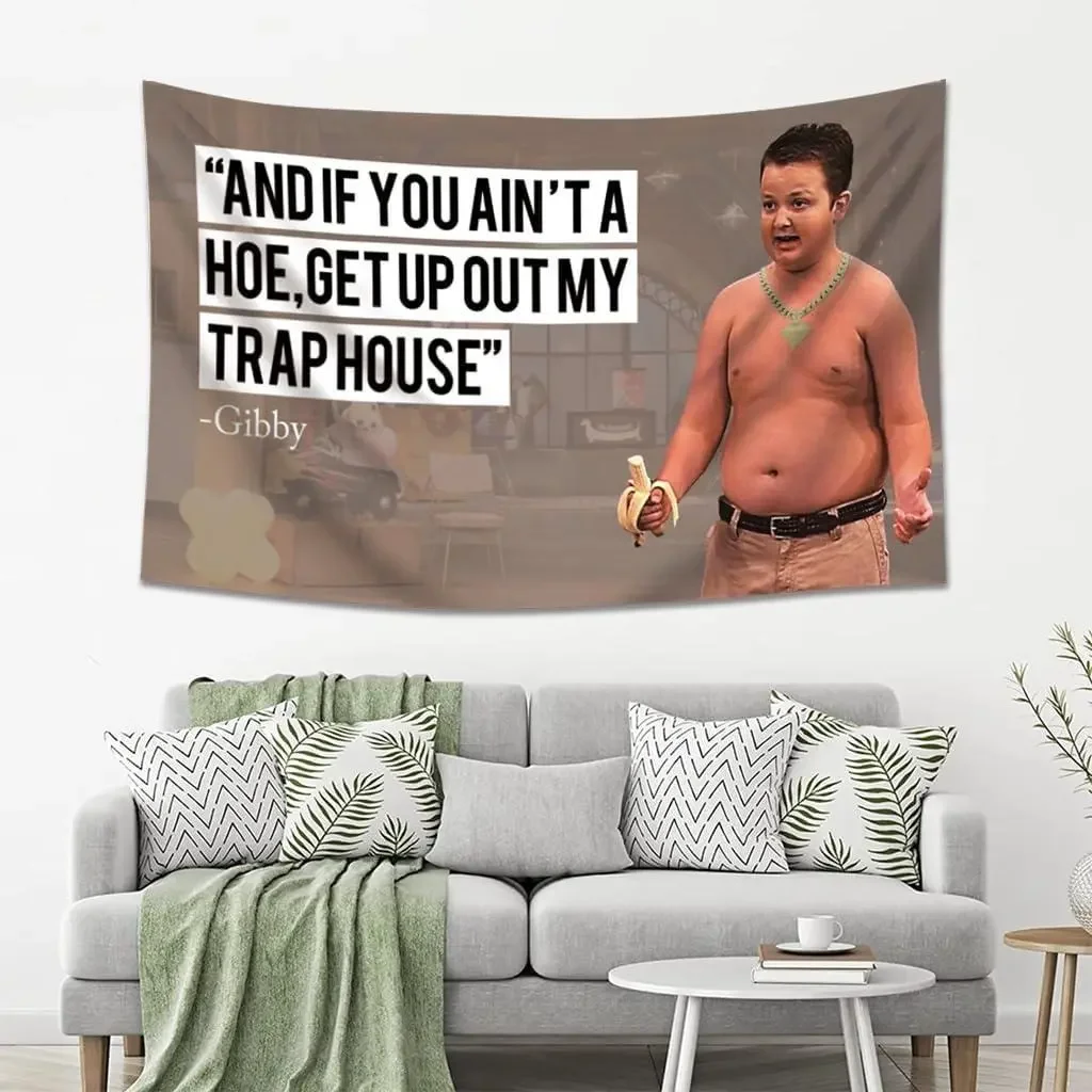 Gibby Fun Meme Wandteppich iCarly Nostalgischer Cartoon aus Polyesterfaser, trendiges, lustiges Wanddekorationsgewebe für Schlafzimmer – Detail 3