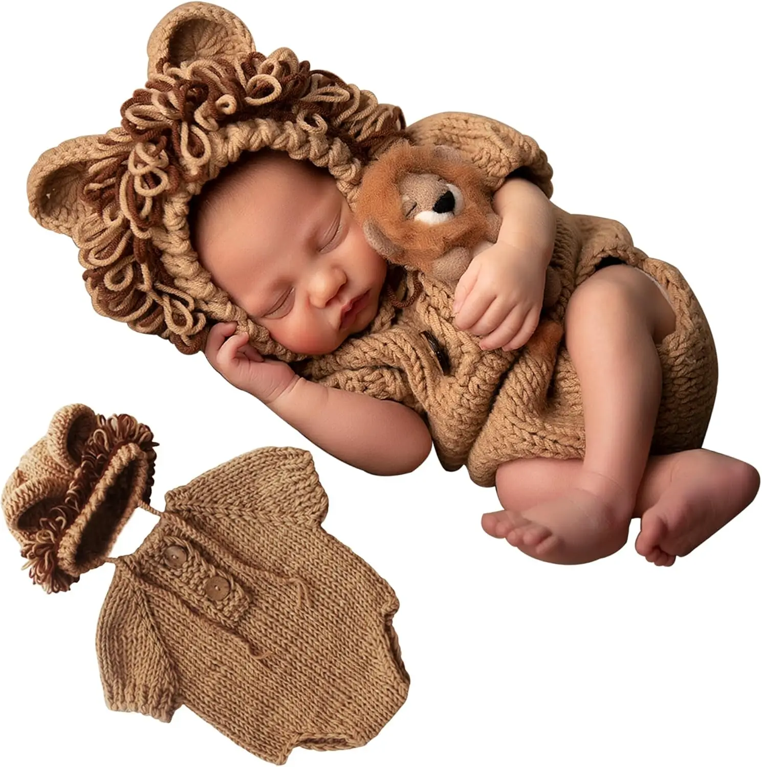 Costume Photographie Bébé Lionceau - Tenue En Tricot Unisexe Pour Nouveau-né, Accessoire Séance Photo