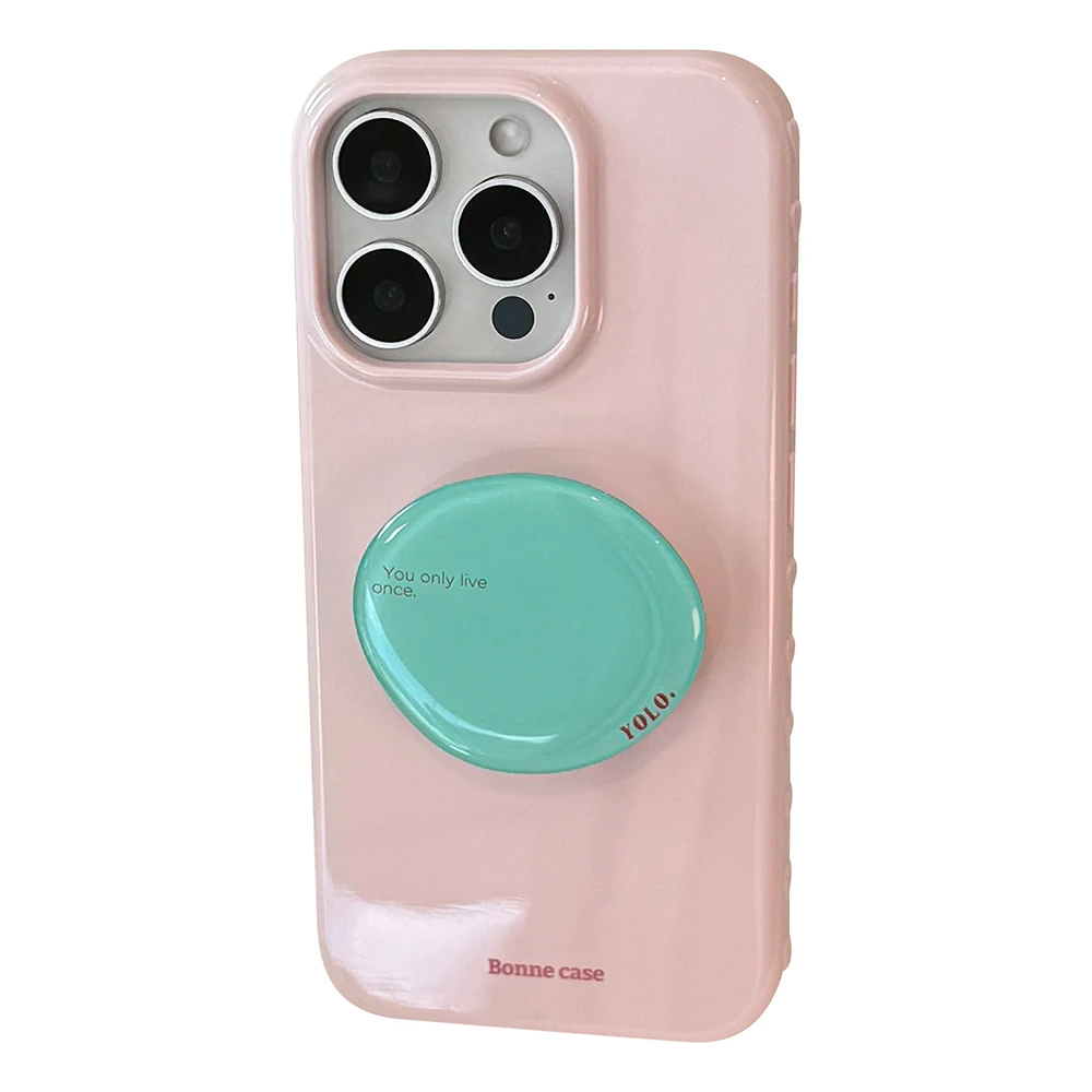 Chic Korean-Style Solid Color Soft Phone Case with Bracket – Shockproof Protective Cover