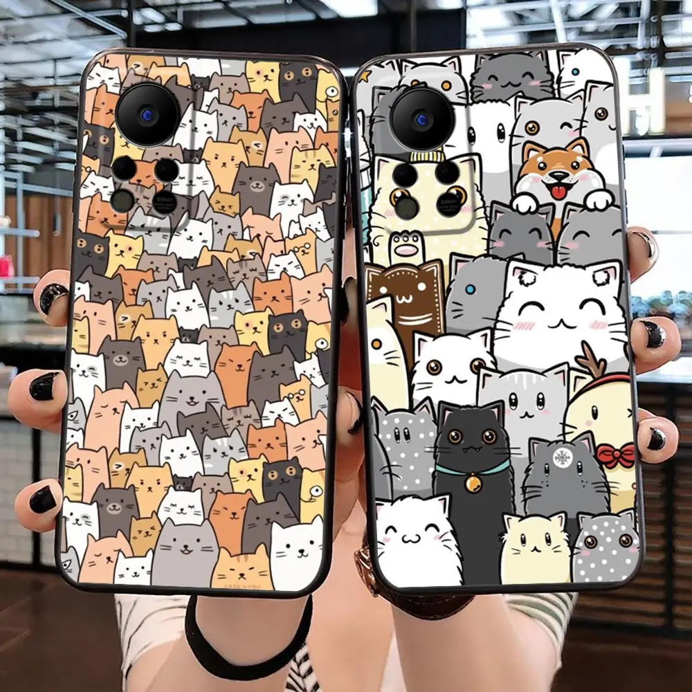 

Cartoon Cat Pattern Phone Case For Infinix TECNO SPARK 8 7 6 Air Go 5 HOT 30 30I 20 20I 20S 12 12I 11 11S 10 10I 10S Case Funda