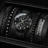5PCS Set Fashion Mens Sports Bracelet Watches For Men Military Quartz Wrist Watch Classic Male Casual Leather Watch Reloj Hombre 1