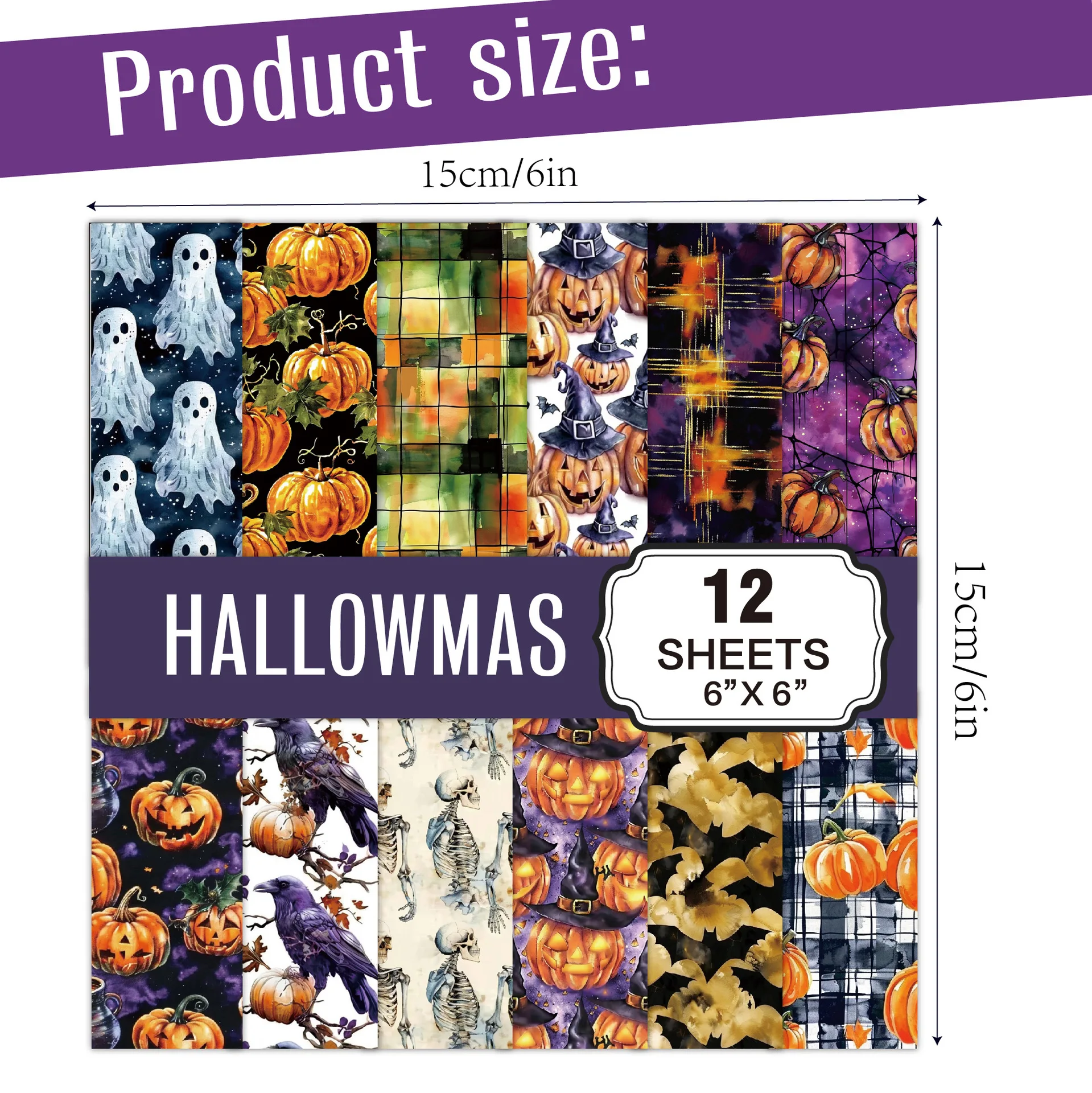 Craft Paper Scrapbooking Handbook Pumpkin Ghost Bat DIY Collage Holiday Decoration Halloween Material Paper - 3