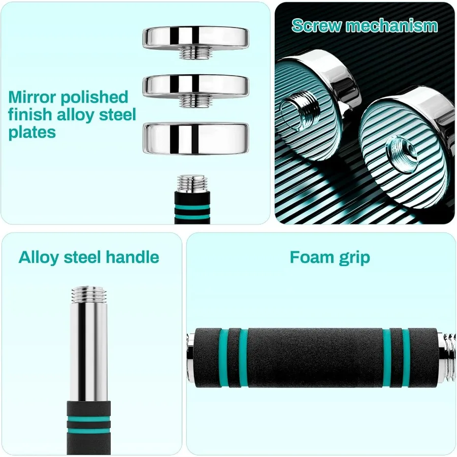 Steel Adjustable Dumbbell Set of 2, 5lb Free Weights Dumbbells Set, Non-Slip and Comfortable Foam Handle, Adjustable Dumbbells W