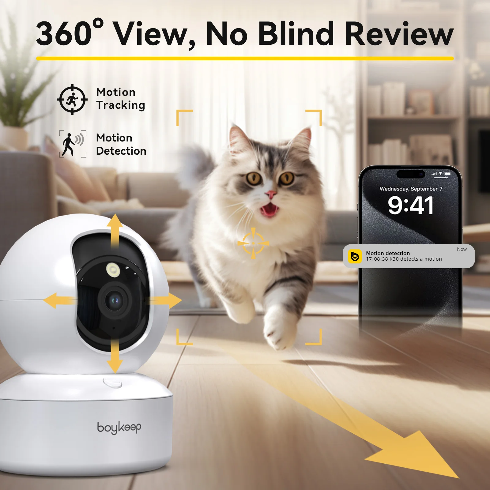 BoyKeep 3MP 5G/2.4GHz WiFi Indoor Home Security IP Smart Baby Monitor Camera Automatic Tracking 24/7 Video Surveillance Camera SHOP
