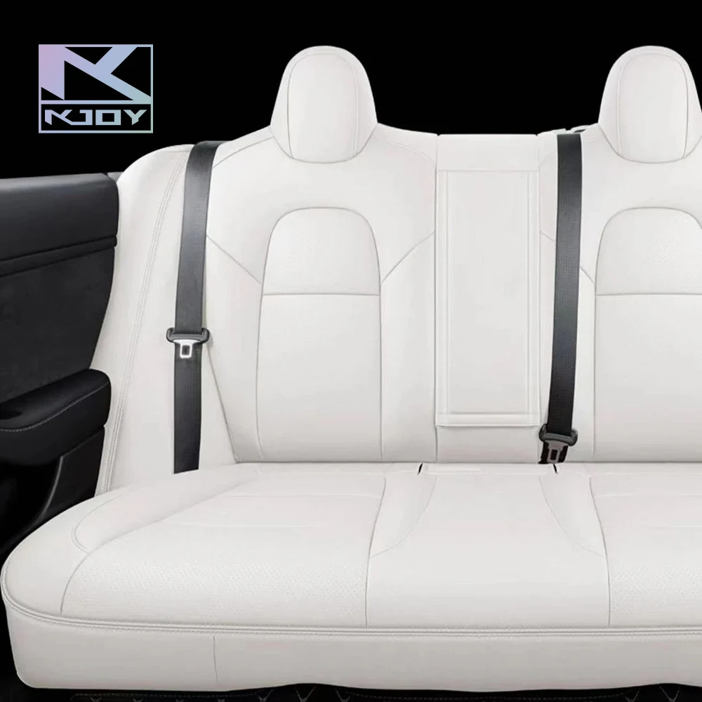 Universal Leather Seat Cover Set White Four Season Car Seat Protection Used For Tesla Model 3 Y  Interior Accessories