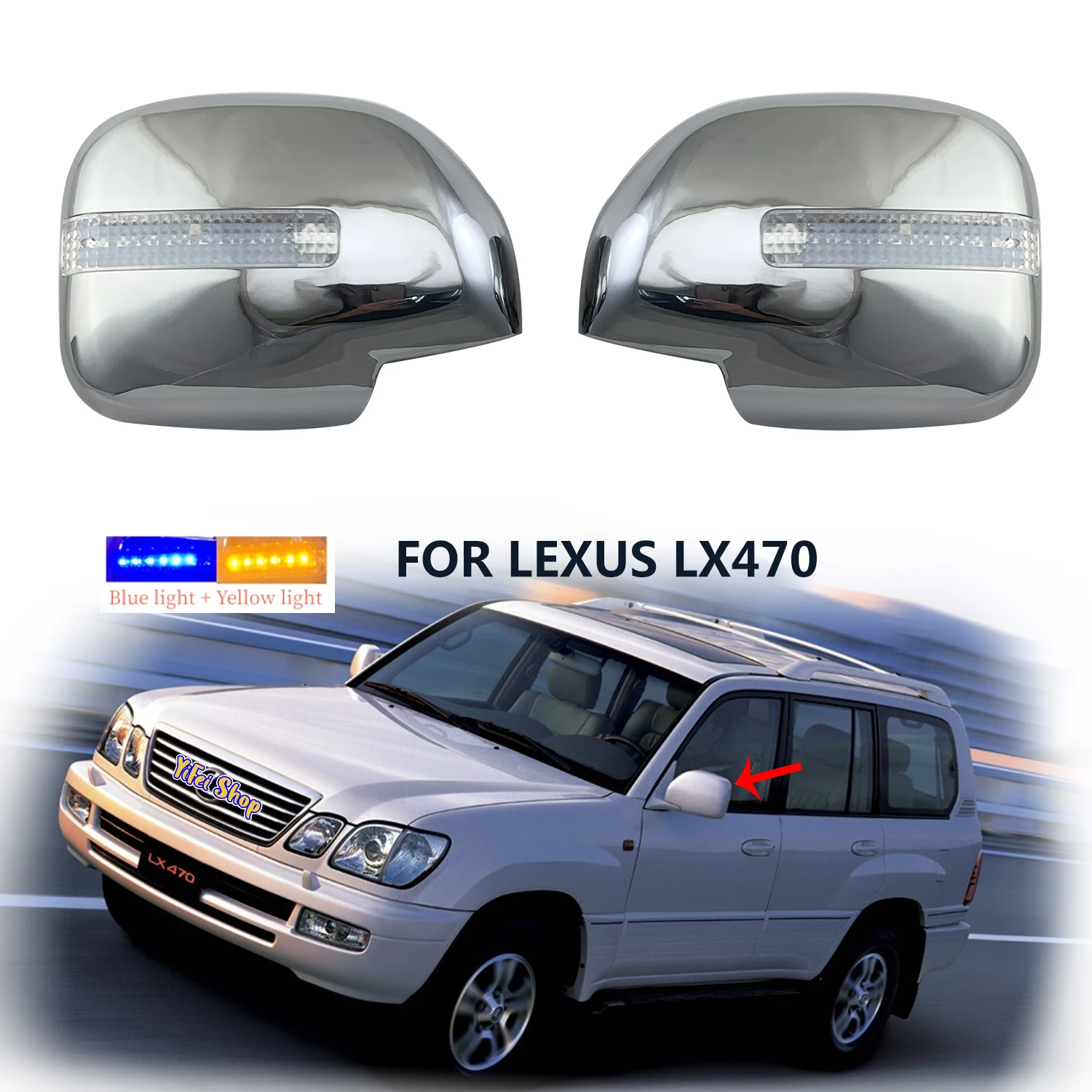 

Автомобильные хромированные аксессуары из АБС-пластика 1996-2007 для LEXUS LX470, чехол для зеркала заднего вида с фотоэлементами, 2 шт.