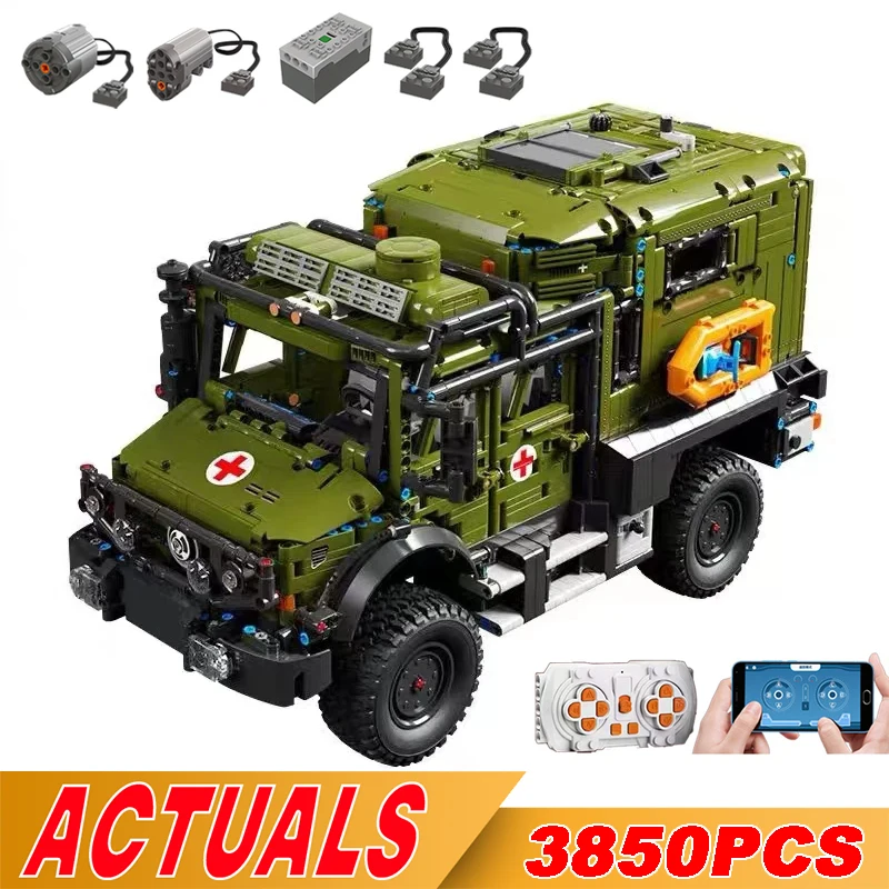 Nuovo T4032 Ambulanza Militare Tecnica Off-Road Car App Telecomando Open Country Vehicle Moc Bricks Toys For Kids Gifts