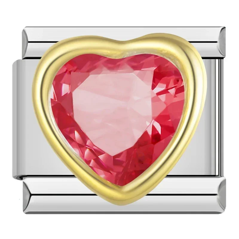Elegant Red Glaze Floral Heart Charm for Bracelet Jewelry Making