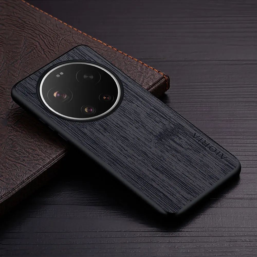 Straight Wood Grain PU Leather Phone Cover - Premium Case