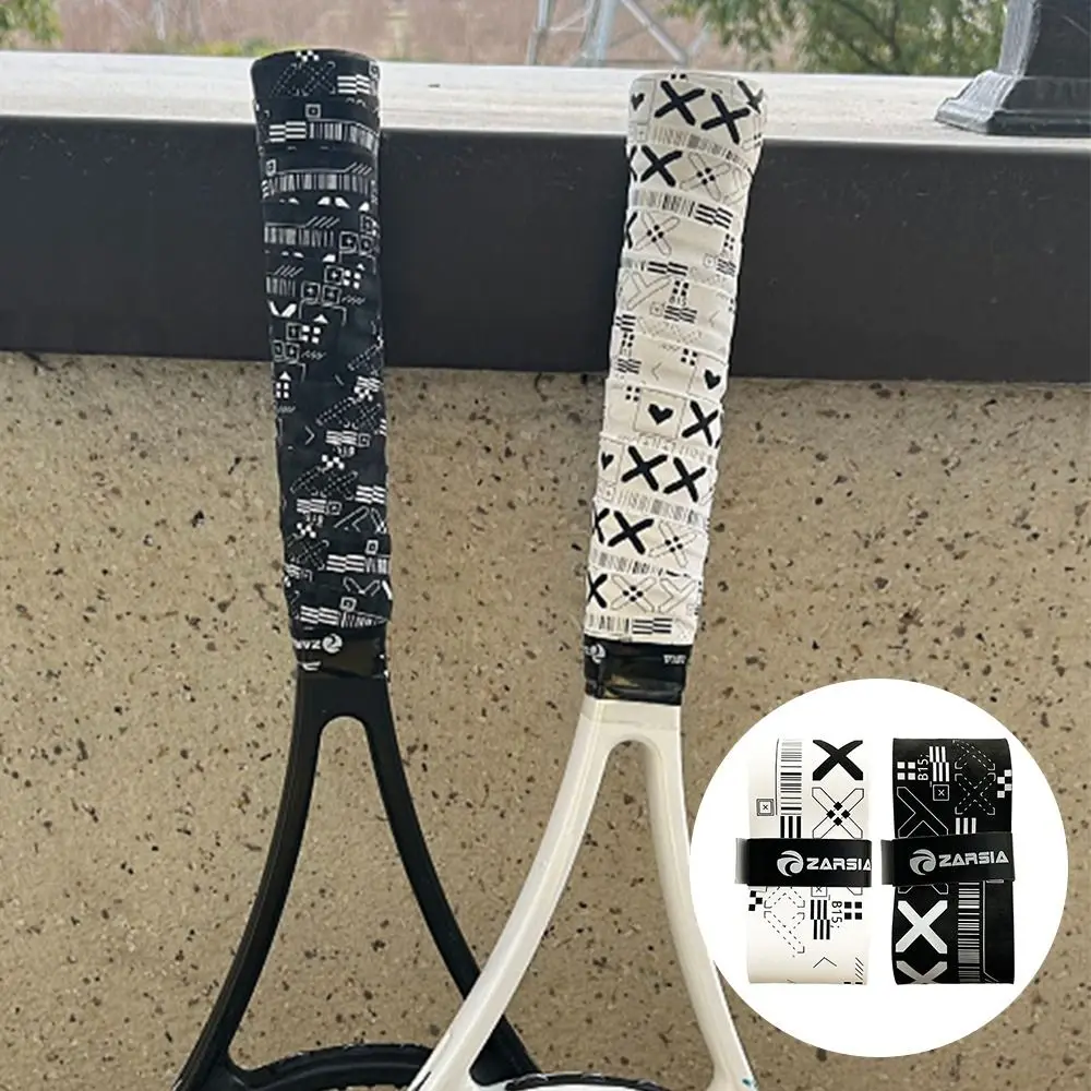Durable Black White Badminton Racket Overgrips Printing Matte Tennis Racquet Sweatband Shock Absorption Self-adhesive Over Grips