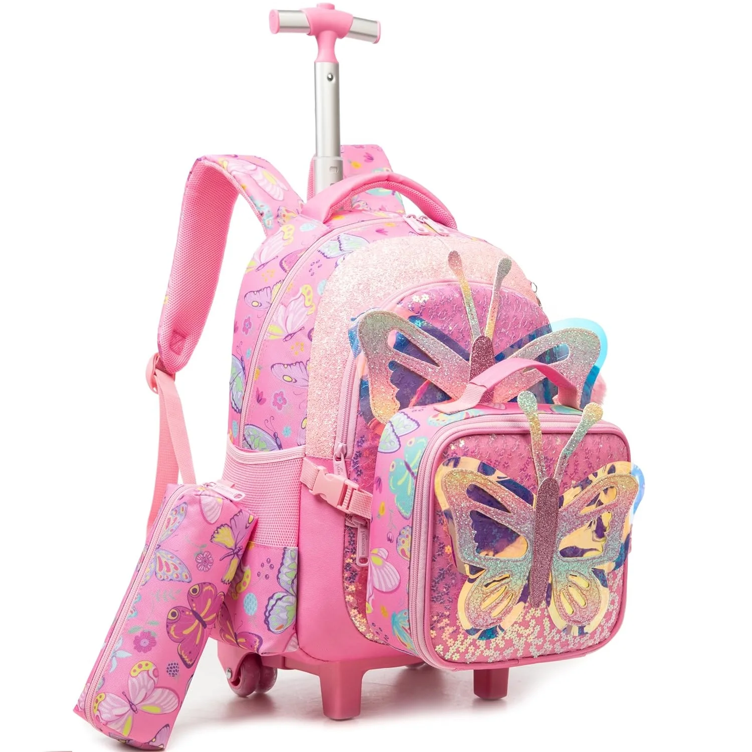 Kids Rolling Backpack for Girl Carry on Travel Luggage with Wheels Trolley Wheeled Backpack Set for Student Suitcase with Roller 1