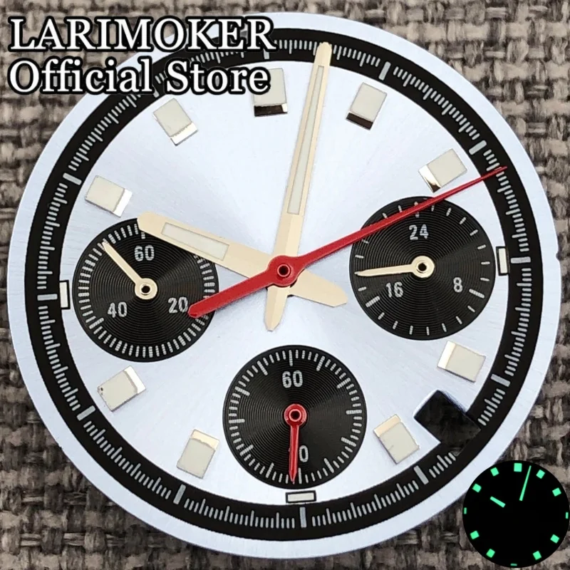 LARIMOKER 30 mm weiß/grau/schwarz/blau steriles Zifferblatt und Zeiger mit grün leuchtendem Uhrwerk, passend für VK63-Uhrwerk, Uhrenzubehör – Detail 12