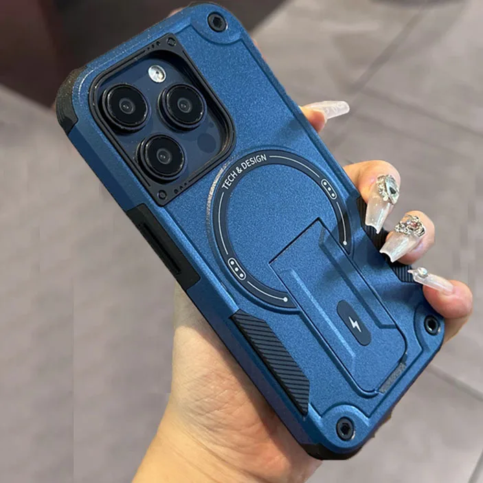 Rugged Military-Grade Magnetic Stand Case with Shockproof Matte Finish