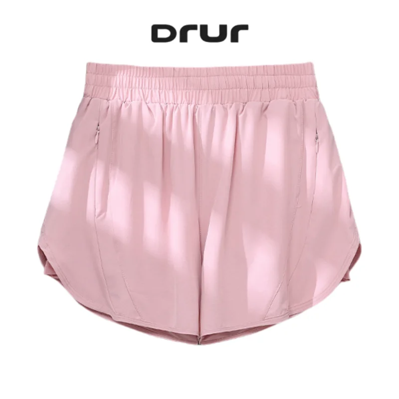 DRUR Women's Running Shorts Summer 2 In 1 High Waist Quick Dry Yoga Gym Clothes Female Athletic Short Pants With Pocket Yogawear