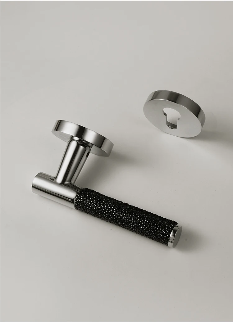 Dooroom Messing Schwarz Litschi Haut Türschloss Set Moderner Stil Innenraum Schlafzimmer Badezimmer Tür Schnuller Griff Hardware Türschlösser – Detail 10