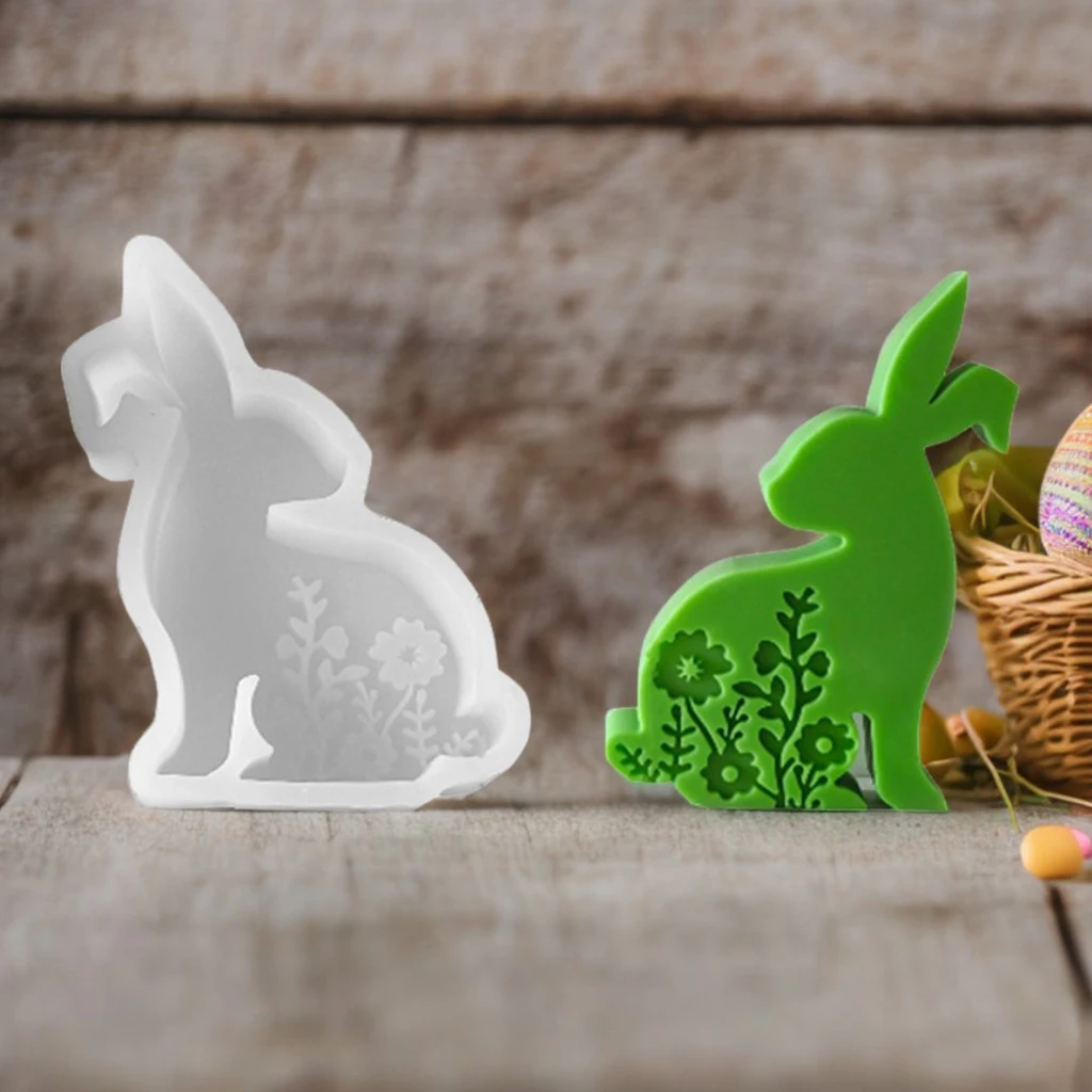 Silicone Mold Silicone Candle Mold Aromatherapy Candle Mold Silicone Candle Molds Candle Mold Easter Rabbit Aromatherapy Candle Silicone Mold DIY Relief Flower Rabbit Candle Mold