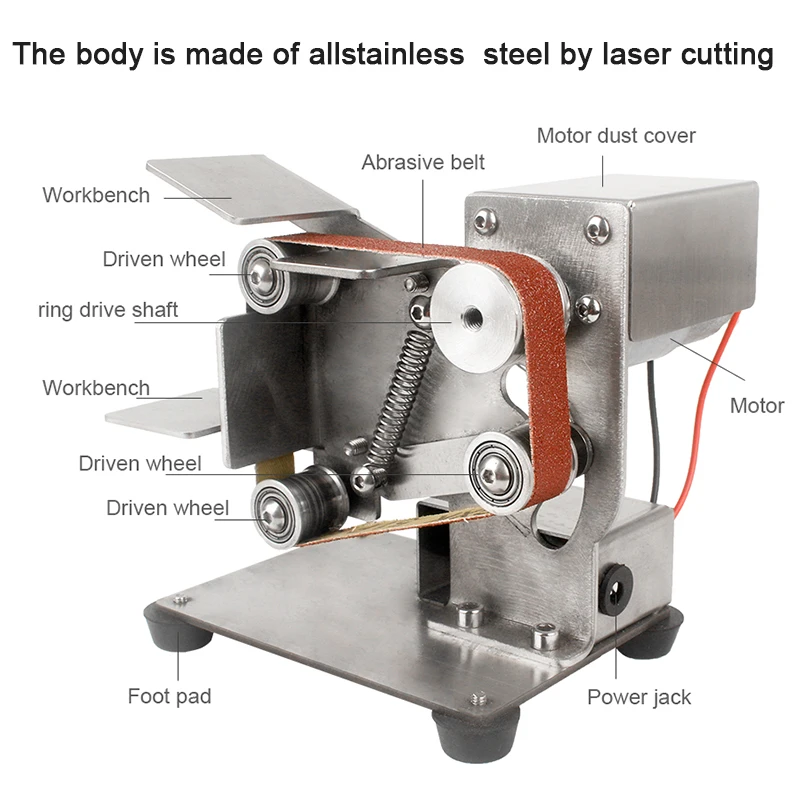 110V/220V Mini Belt Sander Set Multifunctional Grinder Cutter Edges Sharpener DIY Electric Polishing Grinding Sharpening Machine