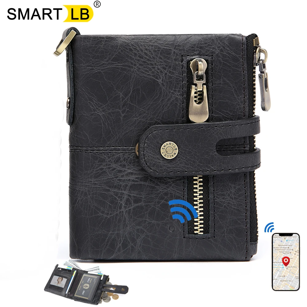 

Smart LB wallet Genuine leather men wallets with coin pocket chain zipper wallet card holder Purse