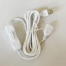 USB Extension Cable with On/Off Switch - 2M Male to Female Extender - 10 Pieces (White Color)