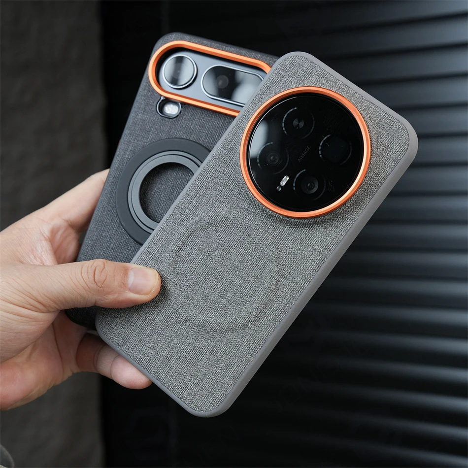Elegant Business Cloth Texture Magnetic Case with Alloy Lens