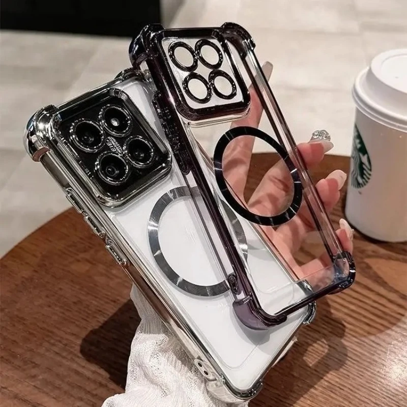 Clear Soft TPU Electroplating Magnetic Cover with Built-in Lens Film for Motorola Moto G Series