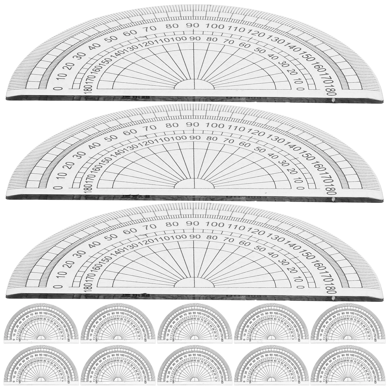 50Pcs 플라스틱 각도기 투명 반원형 수학 각도기 180도 각도 측정 도구 학생 학교 사무실 사용