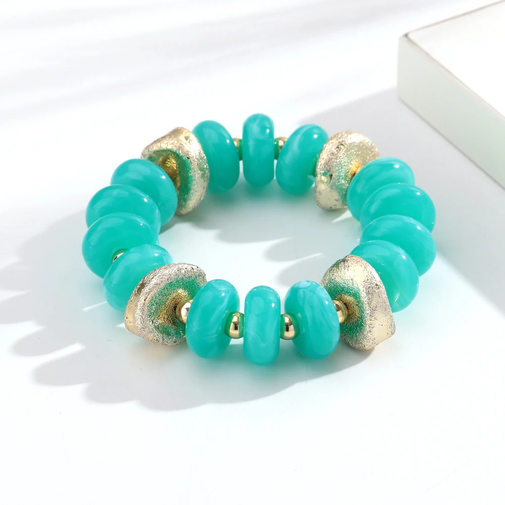 HIIXHC – Bracciali Elasticizzati Larghi In Resina Acrilica – Design Geometrico Irregolare – Gioielli Estivi Da Spiaggia - 3