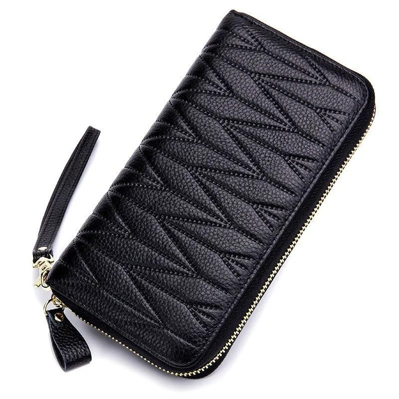 New Women Wallet Genuine Leather Coin Purse Long Clutch Bags Rfid Female Card Holder Money Pocket Women Wallets With Phone Case