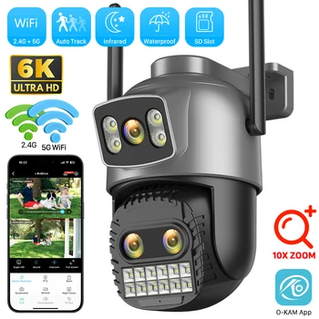 Outdoor Dual Screen Security PTZ Cam, Auto Tracking Surveillance, 6K, 15MP IP Camera, 10X Zoom, IR, 100M, WiFi, 4K, 8MP 1