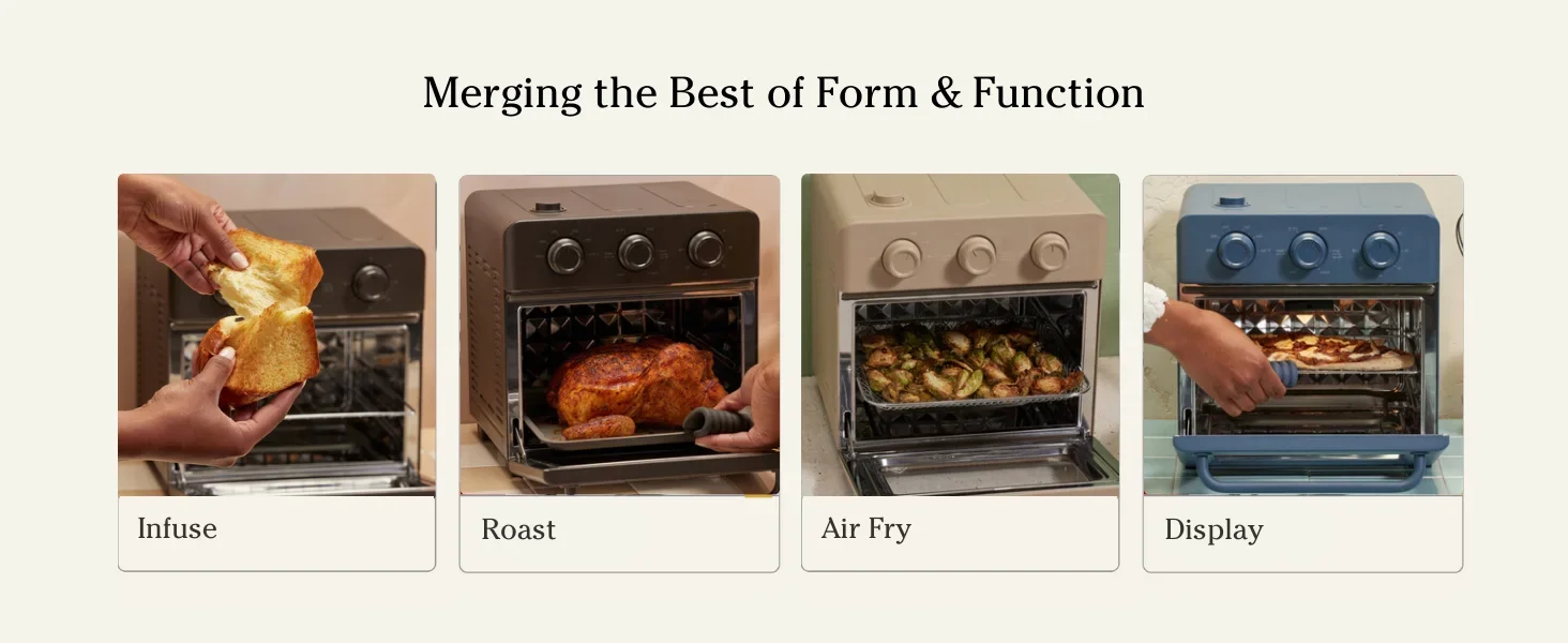 air fryer toaster oven roast bake meals healthier toast functions stainless steel easy baking quick