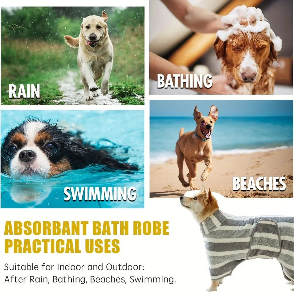 Pet Bath Towel Quick-Dry Fiber Dog Bathrobe for Medium Large Dogs