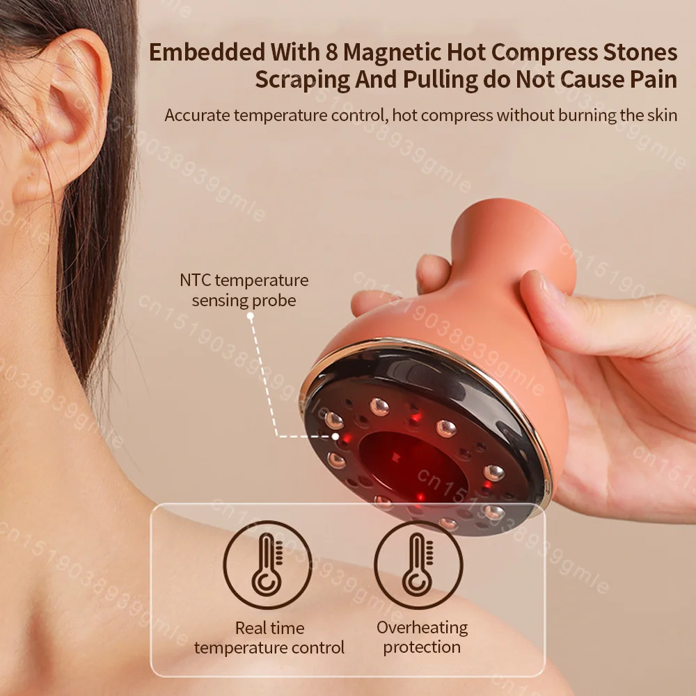 Electric Guasha Massager Meridian Brush Relieve Fatigue Back Neck Massage Relax Muscles Bian Stone Guasha Tool Physiotherapy 5