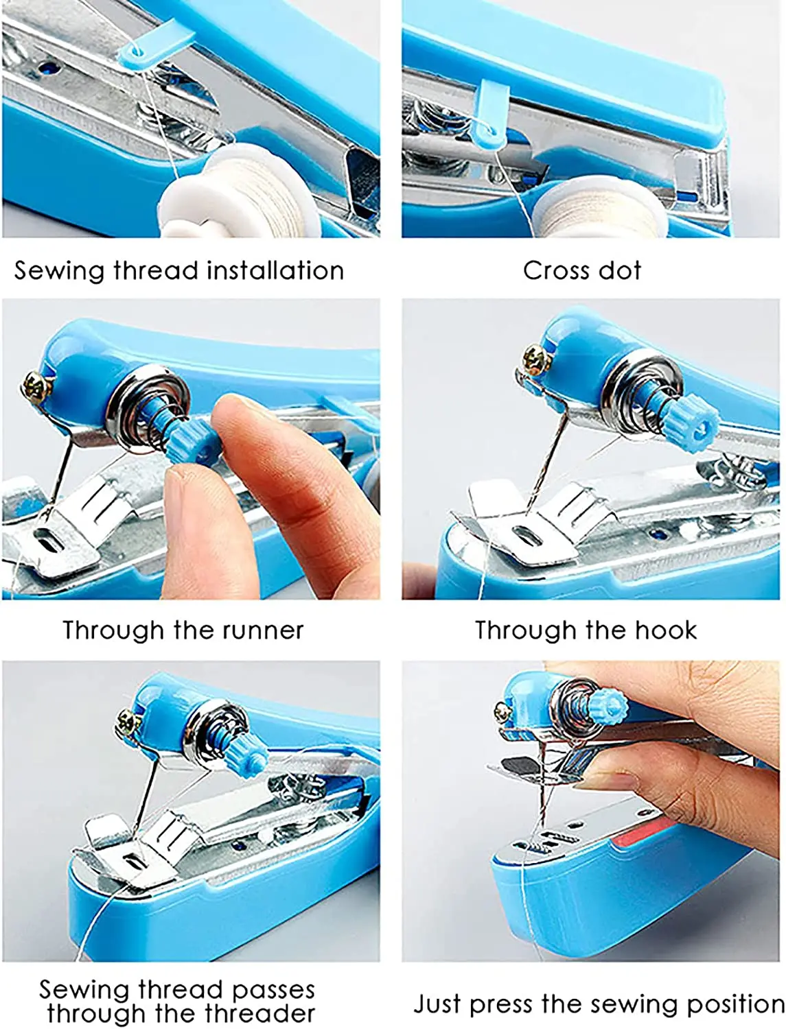 Handheld Sewing Machine,Portable Mini Manual Sewing Machine Mini Sewer Machine Hand Stitcher Sewing Machine Handy Needlework Tool