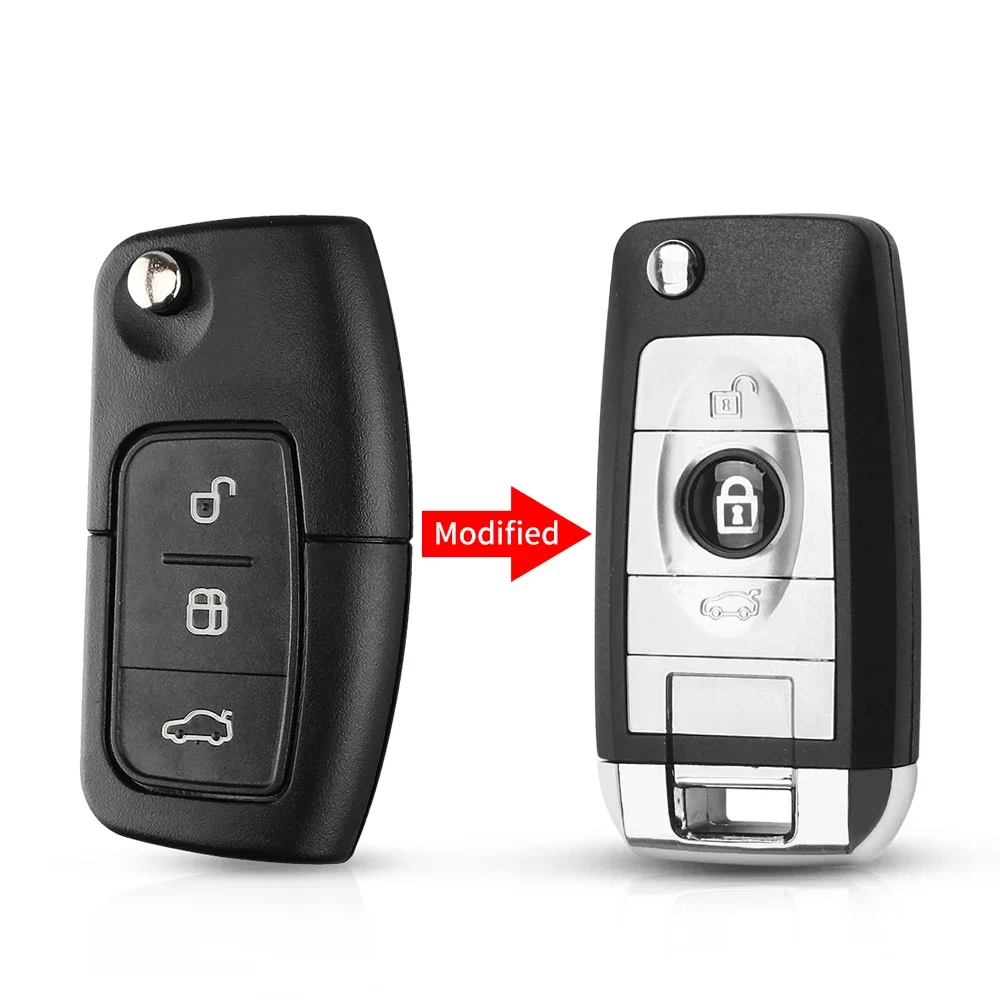 KEYYOU 3 Buttons Modified Flip Folding Remote Control Car Key Shell key case car remote key car key car key shell key shell For Ford Focus 2 3 Mondeo Fiesta Galaxy C-MAX Key Fob Case