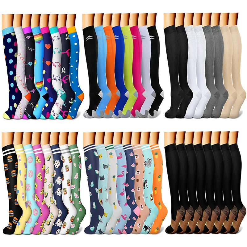 8 Pairs of Compression Socks Women Medical Nursing Socks Varicose Veins Nurse Compression Socks For Sport Socks