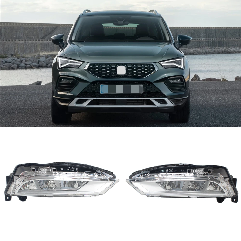 LED DRL Car Lights For Seat Ateca  2020 2021  Front Bumper Fog Light Lamp With LED Bulbs